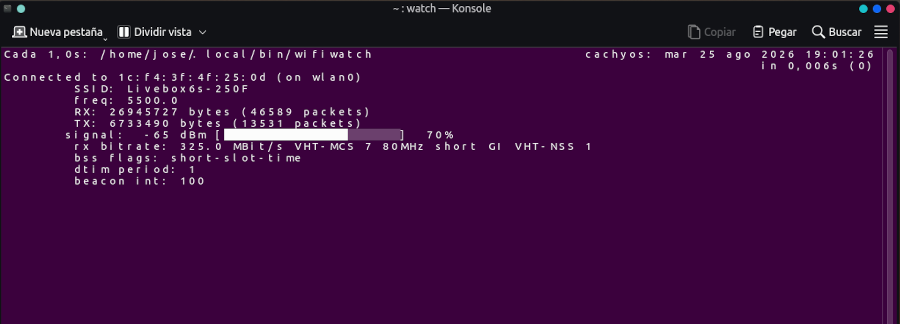 Monitorización de la señal Wi-Fi desde la terminal